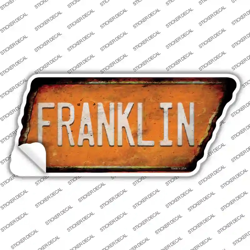 TN-146s-L Franklin Novelty Rusty Tennessee Shape Sticker Decal, Large