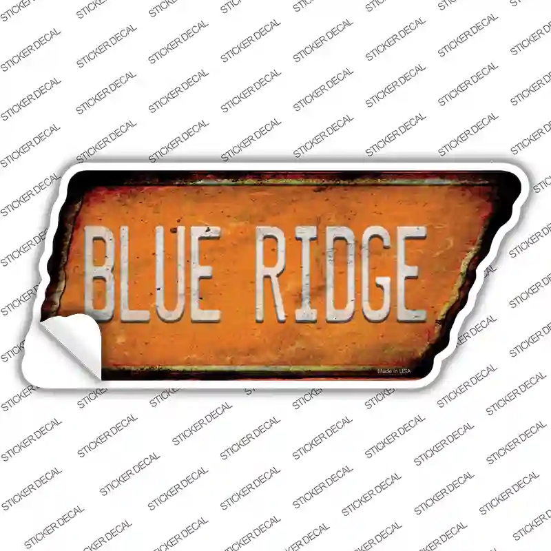 TN-155s-L Blue Ridge Novelty Rusty Tennessee Shape Sticker Decal, Large