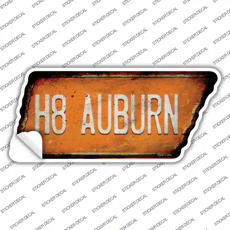 TN-162s-L H8 Auburn Novelty Rusty Tennessee Shape Sticker Decal, Large