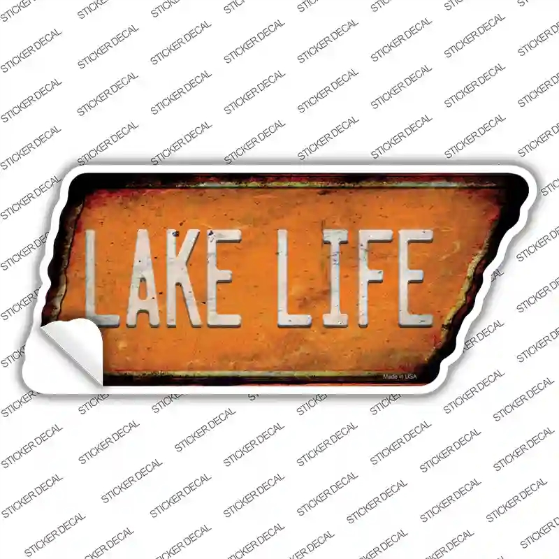 TN-173s-S Lake Life Novelty Rusty Tennessee Shape Sticker Decal, Small