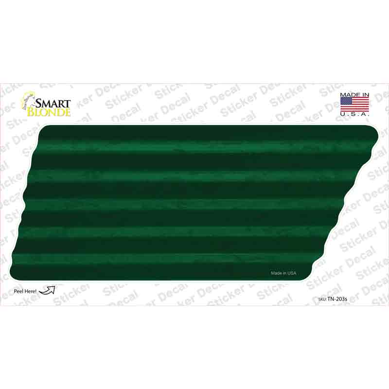 TN-203s-M Green Solid Novelty Corrugated Tennessee Shape Sticker Decal, Medium