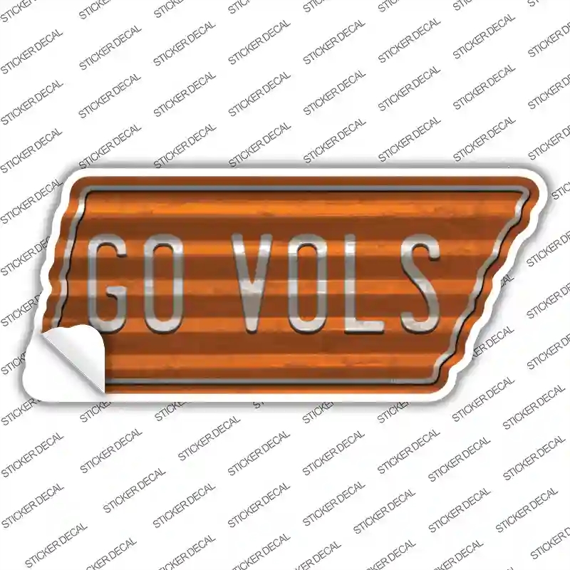 TN-222s-S Go Vols Novelty Corrugated Tennessee Shape Sticker Decal, Small