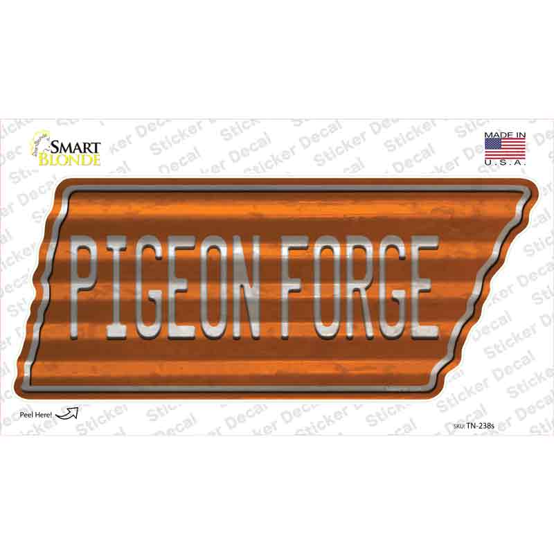 TN-238s-M Pigeon Forge Novelty Corrugated Tennessee Shape Sticker Decal, Medium