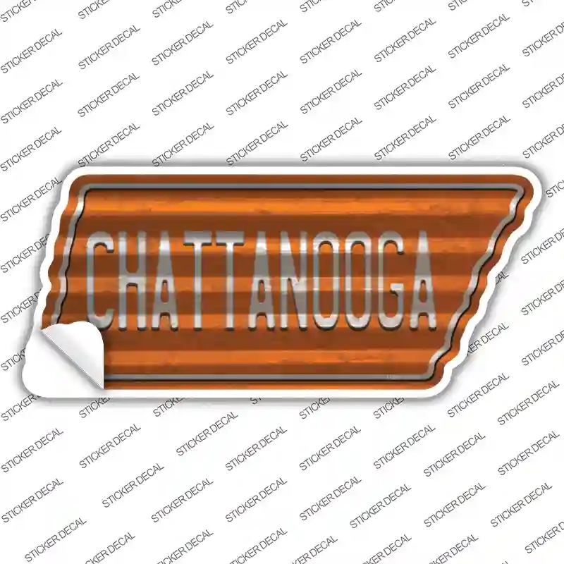 TN-242s-S Chattanooga Novelty Corrugated Tennessee Shape Sticker Decal, Small