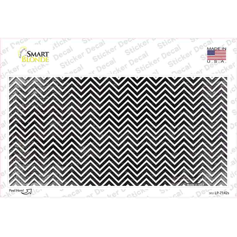 LP-7142s-M Black White Small Chevron Oil Rubbed Novelty Sticker Decal, Medium