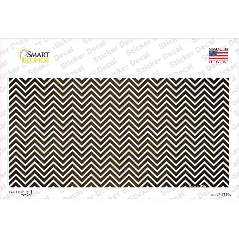 LP-7150s-M Brown White Small Chevron Oil Rubbed Novelty Sticker Decal, Medium