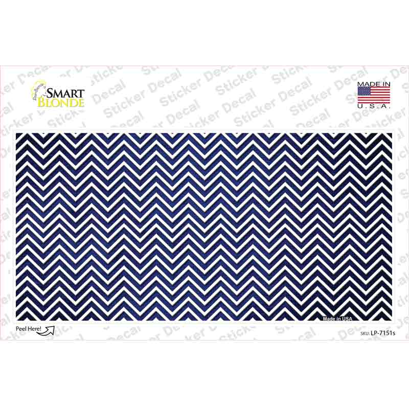 LP-7151s-M Blue White Small Chevron Oil Rubbed Novelty Sticker Decal, Medium