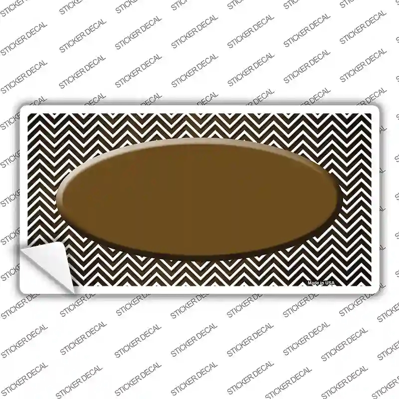 LP-7174s-S Brown White Small Chevron Oval Oil Rubbed Novelty Sticker Decal, Small