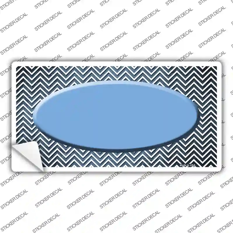 LP-7178s-L Light Blue White Small Chevron Oval Oil Rubbed Novelty Sticker Decal, Large