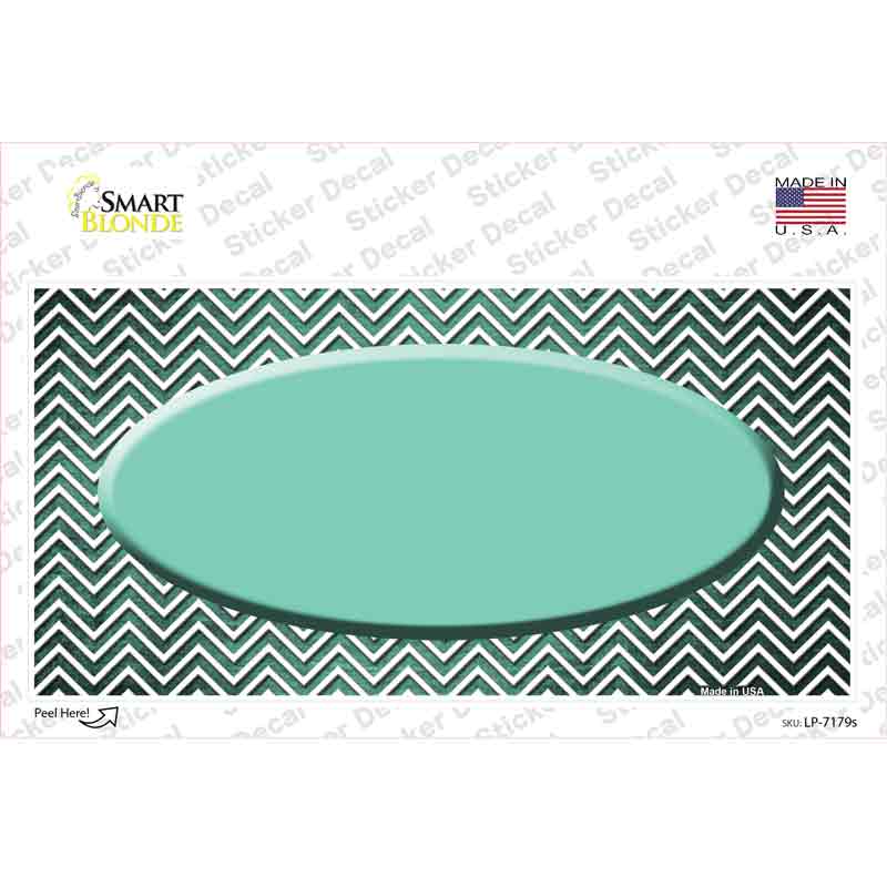 LP-7179s-M Mint White Small Chevron Oval Oil Rubbed Novelty Sticker Decal, Medium