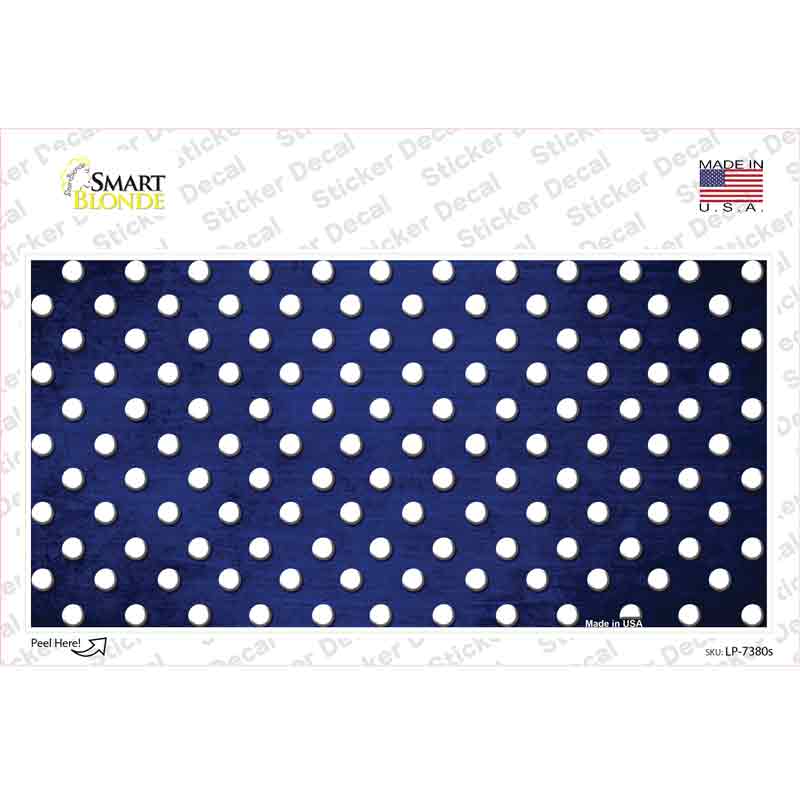 LP-7380s-M Blue White Small Dots Oil Rubbed Novelty Sticker Decal, Medium