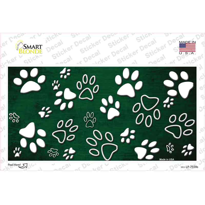 LP-7559s-M Green White Paw Oil Rubbed Novelty Sticker Decal, Medium