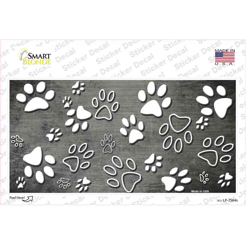 LP-7564s-M Gray White Paw Oil Rubbed Novelty Sticker Decal, Medium