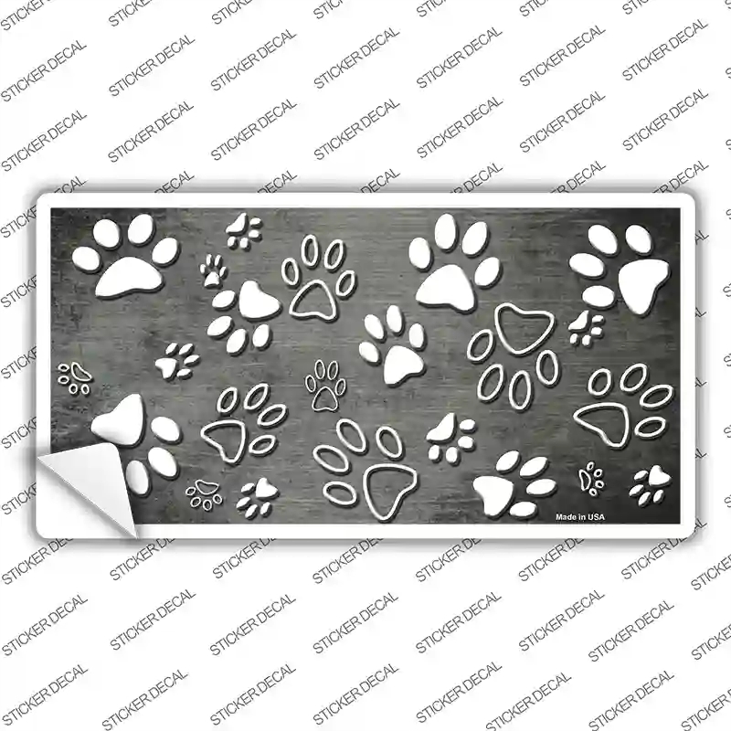 LP-7564s-S Gray White Paw Oil Rubbed Novelty Sticker Decal, Small
