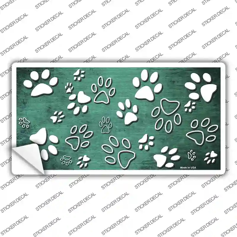 LP-7571s-XL Mint White Paw Oil Rubbed Novelty Sticker Decal, Extra Large