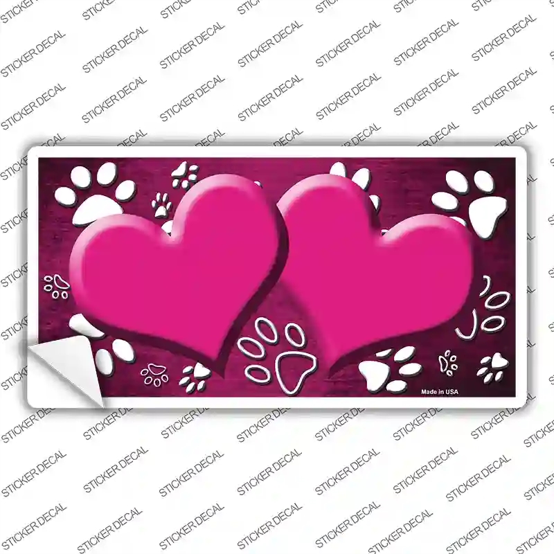 LP-7573s-L Paw Heart Pink White Novelty Sticker Decal, Large