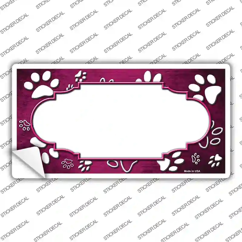LP-7588s-S Paw Scallop Pink White Novelty Sticker Decal, Small