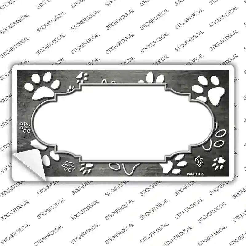 LP-7594s-XL Paw Scallop Gray White Novelty Sticker Decal, Extra Large