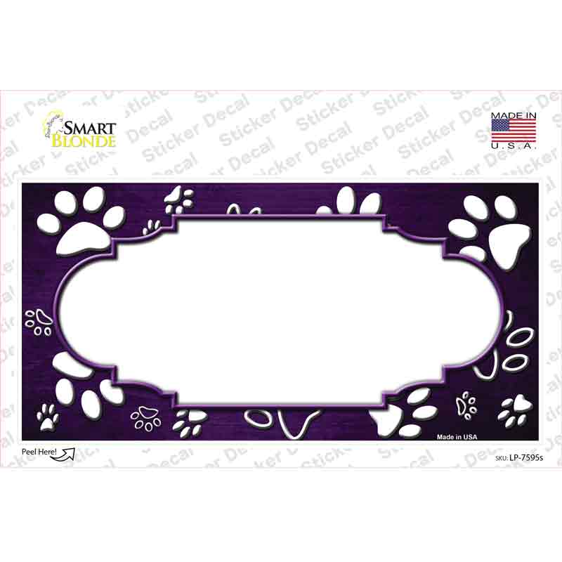 LP-7595s-M Paw Scallop Purple White Novelty Sticker Decal, Medium