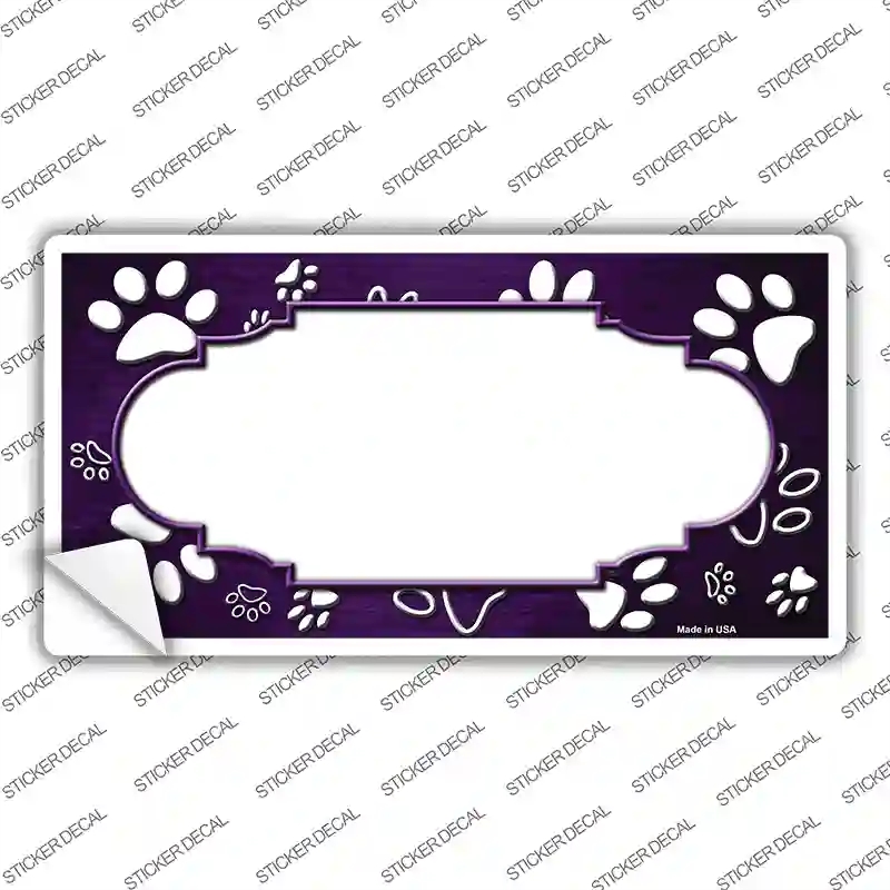 LP-7595s-S Paw Scallop Purple White Novelty Sticker Decal, Small