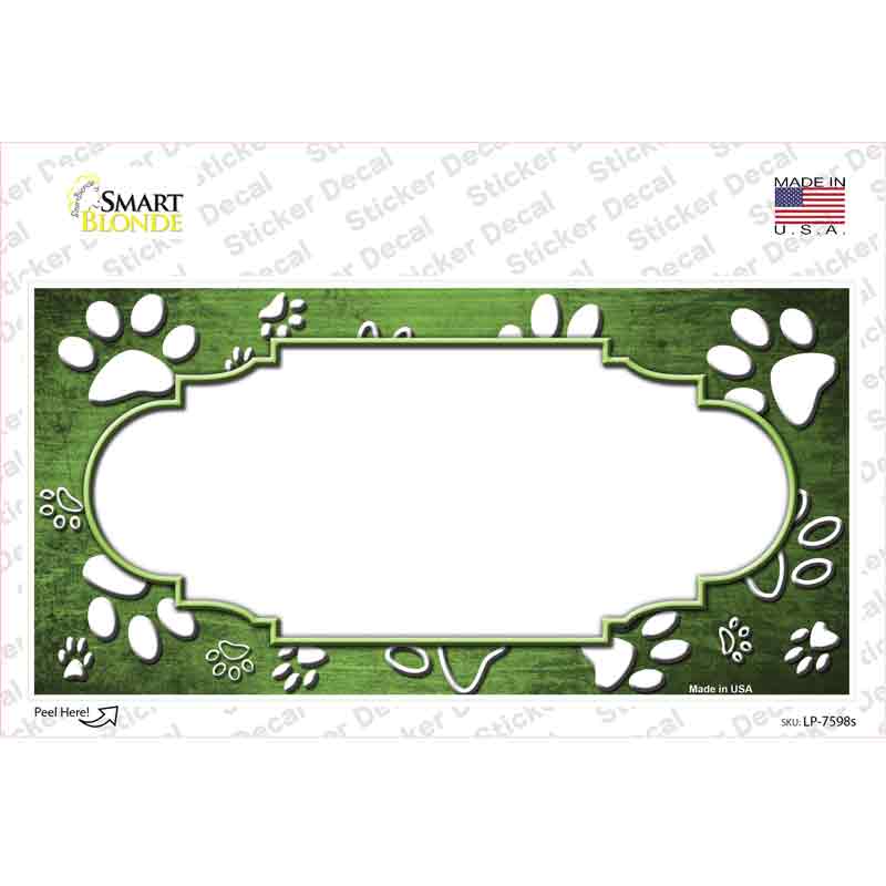 LP-7598s-M Paw Scallop Lime Green White Novelty Sticker Decal, Medium