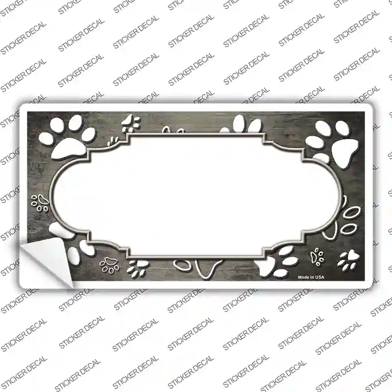 LP-7599s-L Paw Scallop Tan White Novelty Sticker Decal, Large