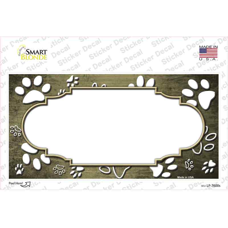LP-7600s-M Paw Scallop Gold White Novelty Sticker Decal, Medium