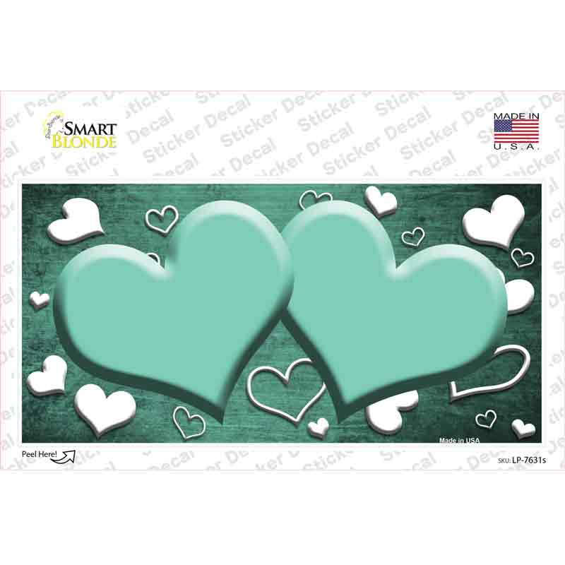 LP-7631s-M Mint White Love Hearts Oil Rubbed Novelty Sticker Decal, Medium