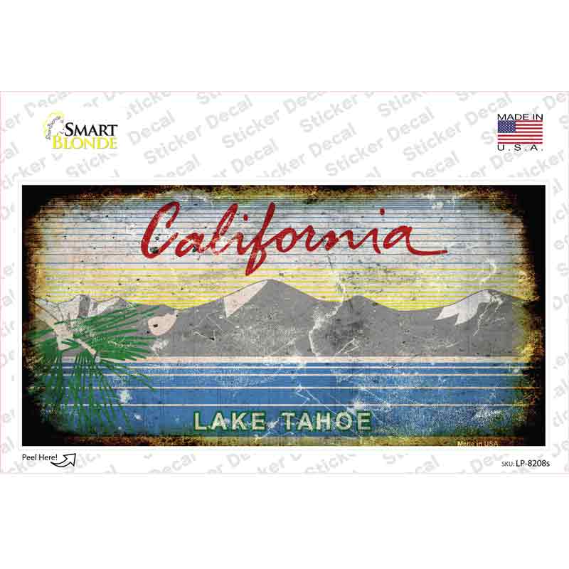 LP-8208s-M California Lake Tahoe Rusty Novelty Sticker Decal, Medium