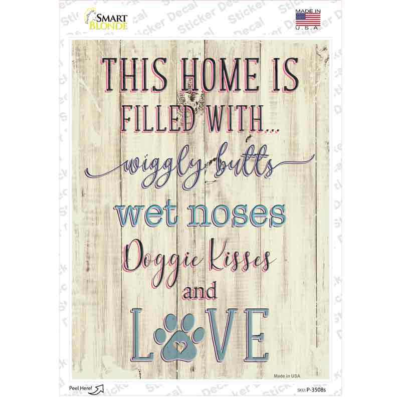 P-3508s-M Wigglebutts Wet Noses Doggie Kisses Novelty Rectangular Sticker Decal, Medium