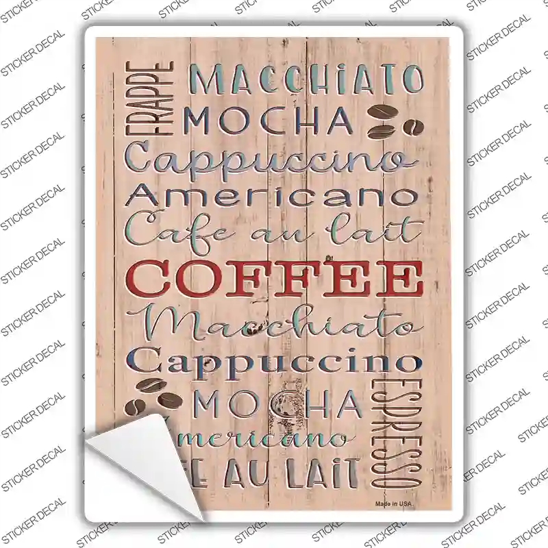 P-3510s-XL Coffee Novelty Rectangular Sticker Decal, Extra Large