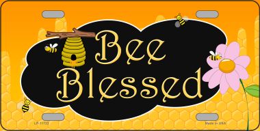 LP-11722 6 x 12 in. Bee Blessed Honey Hive Novelty License Plate