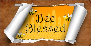 LP-11724 6 x 12 in. Bee Blessed Scroll Novelty License Plate