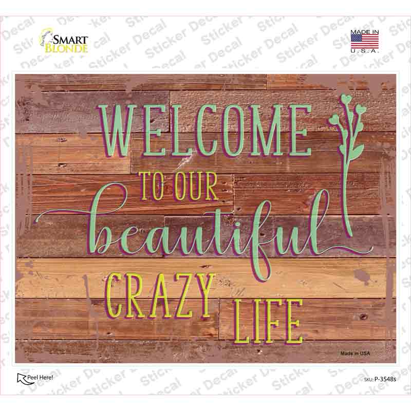 P-3548s-M Beautiful Crazy Life Novelty Rectangular Sticker Decal, Medium