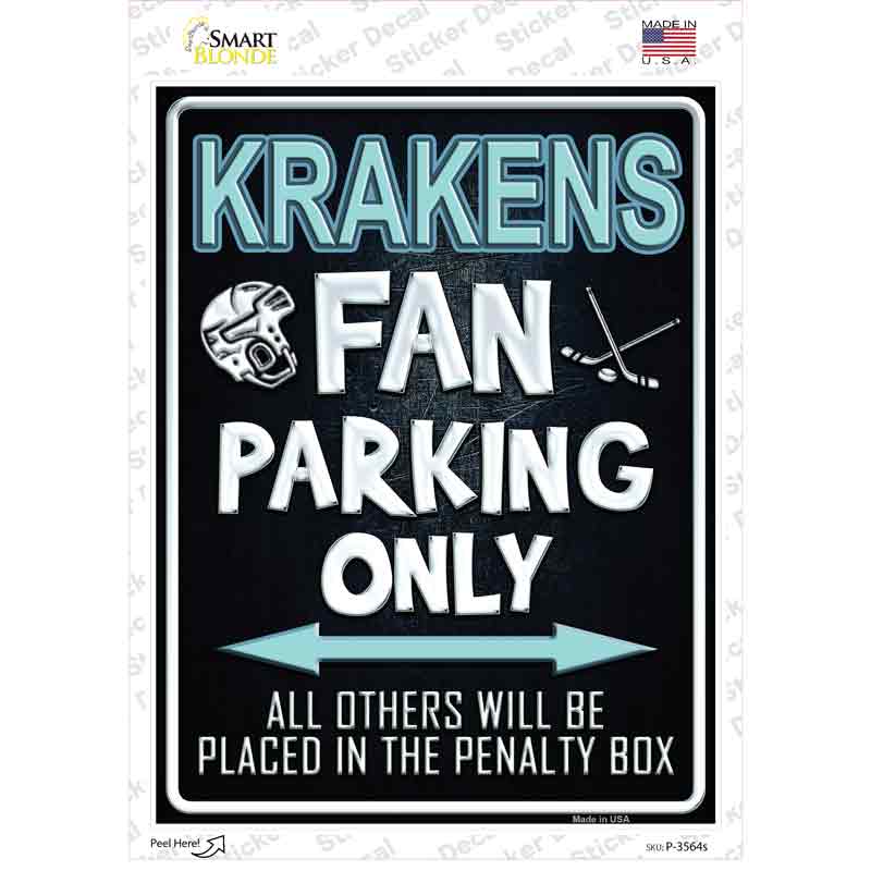 P-3564s-M Krakens Fan Novelty Rectangle Sticker Decal, Medium