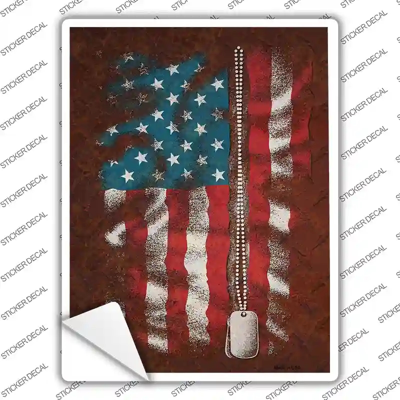 P-3856s-XL American Flag with Dog Tags Novelty Rectangle Sticker Decal, Extra Large