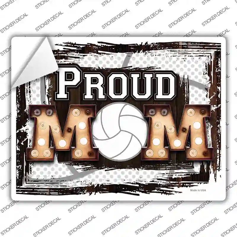 P-3970s-L Proud Volleyball Mom Novelty Rectangle Sticker Decal, Large