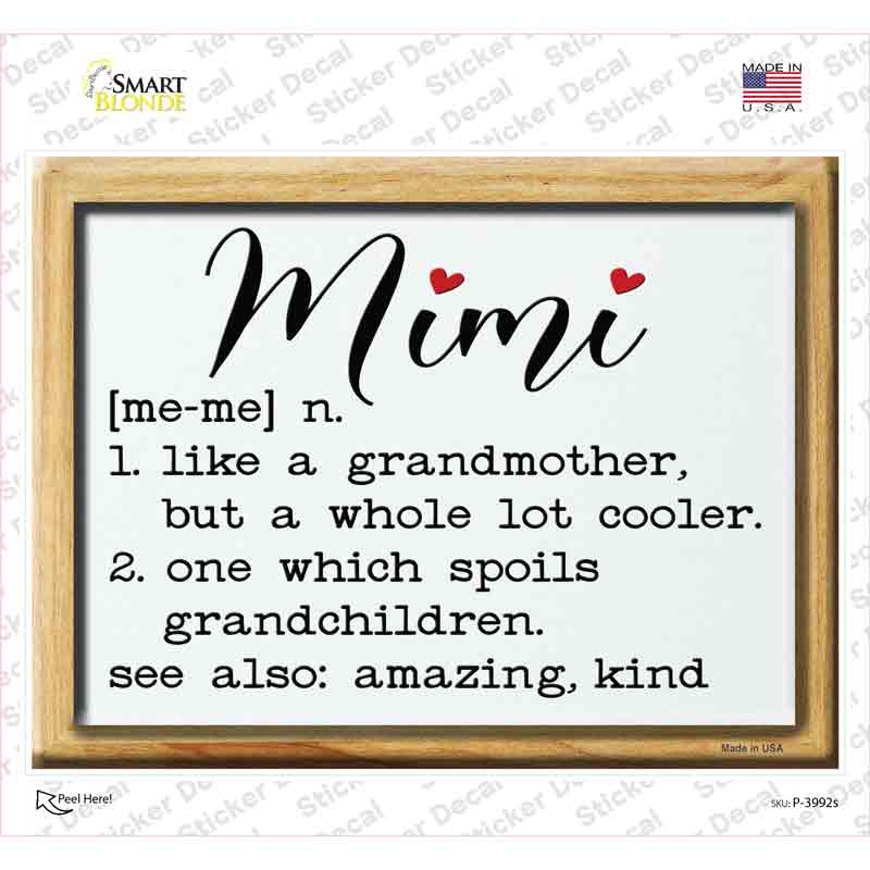 P-3992s-M Mimi Definition Novelty Rectangle Sticker Decal, Medium
