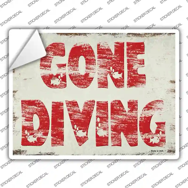 P-4144s-S Gone Diving Novelty Rectangular Sticker Decal, Small