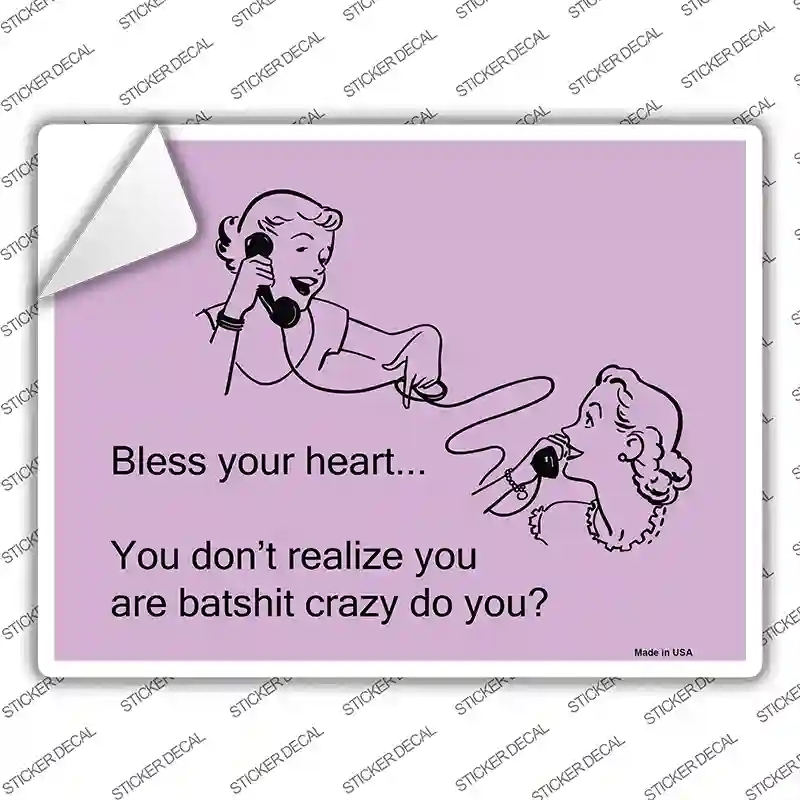 P-998s-S Bless Your Heart Novelty Rectangle Sticker Decal, Small