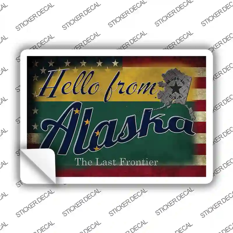 PC-002s-S Hello From Alaska Novelty Postcard Sticker Decals, Small