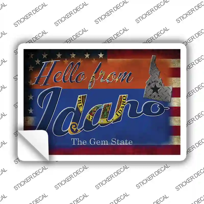 PC-012s-S Hello From Idaho Novelty Postcard Sticker Decals, Small