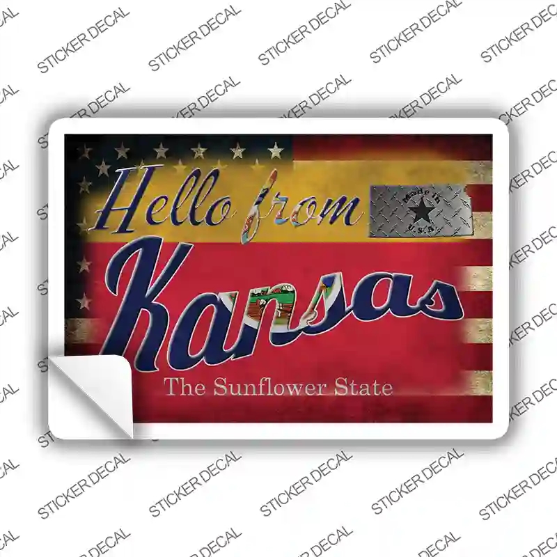 PC-016s-S Hello From Kansas Novelty Postcard Sticker Decals, Small