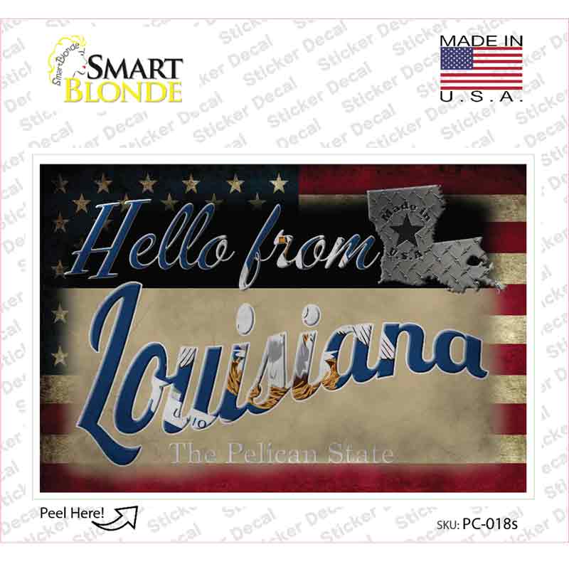 PC-018s-M Hello From Louisiana Novelty Postcard Sticker Decals, Medium