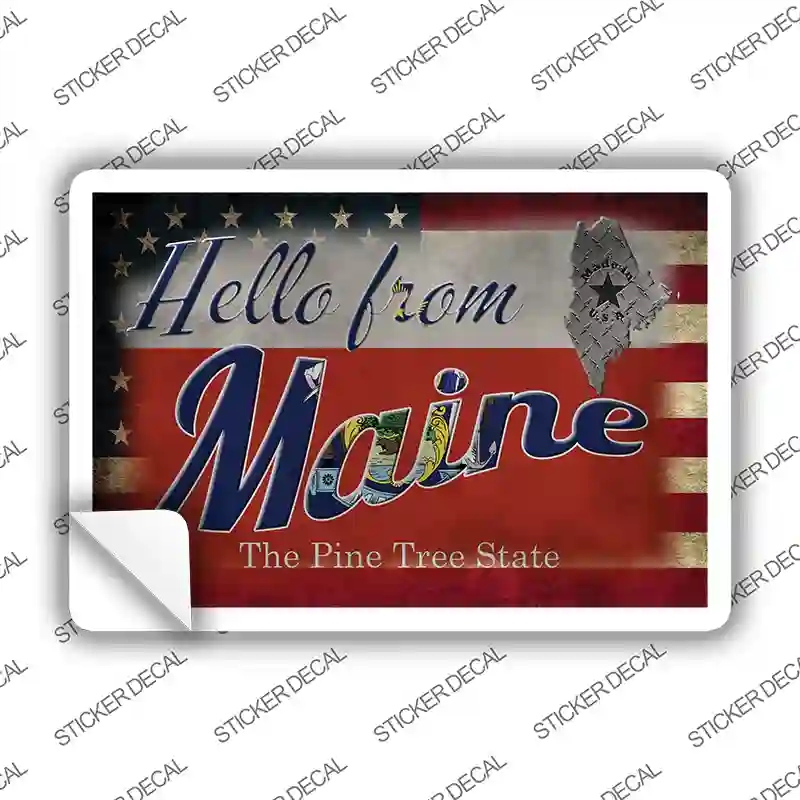 PC-019s-XL Hello From Maine Novelty Postcard Sticker Decals, Extra Large