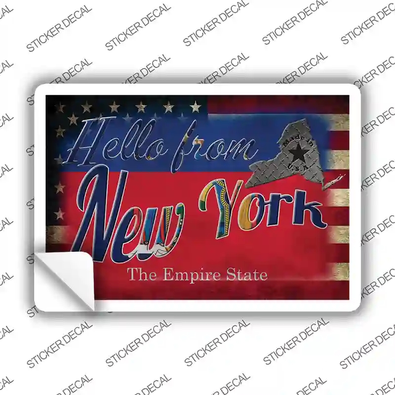 PC-032s-XL Hello From   York Novelty Postcard Sticker Decals, Extra Large