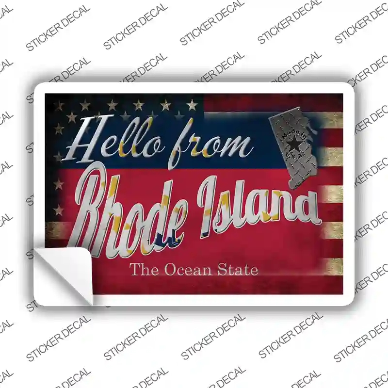 PC-039s-XL Hello From Rhode Island Novelty Postcard Sticker Decals, Extra Large