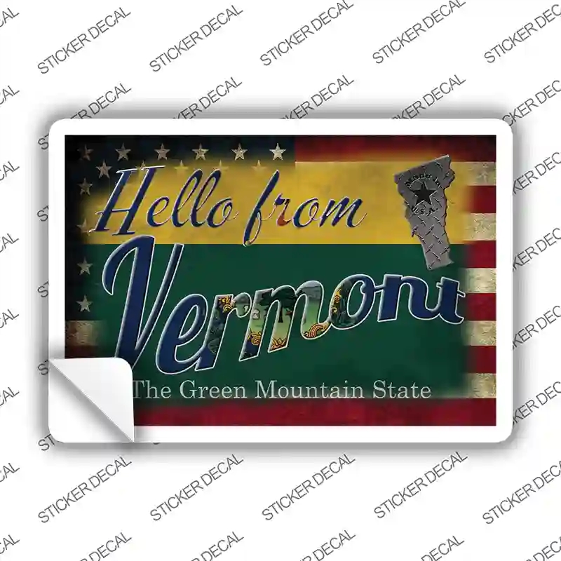 PC-045s-XL Hello From Vermont Novelty Postcard Sticker Decals, Extra Large