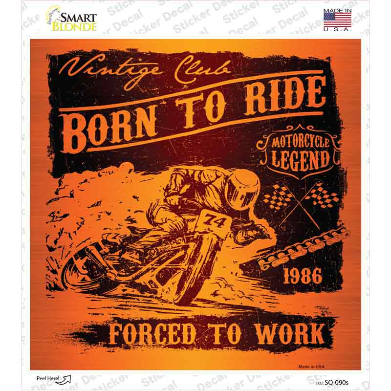 SQ-090s-M Born to Ride Novelty Square Sticker Decal, Medium