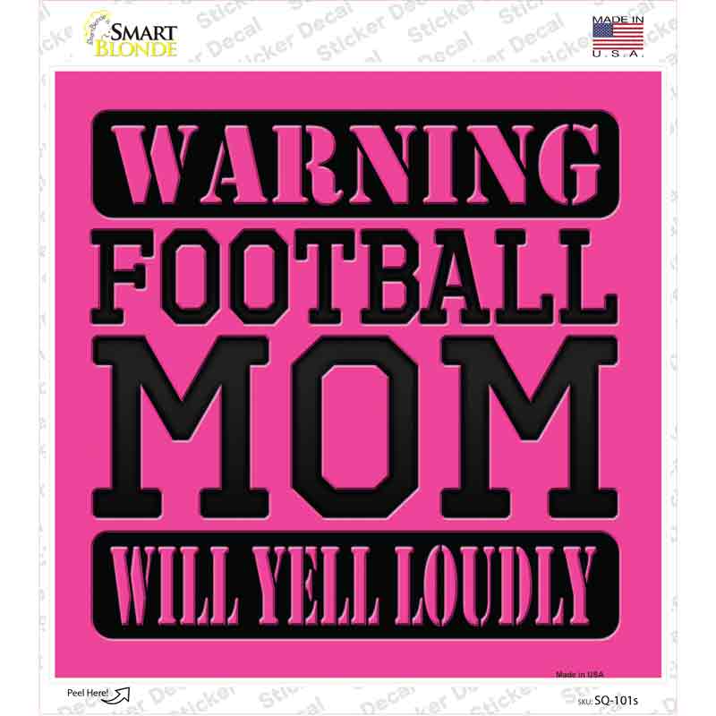 SQ-101s-M Football Mom Novelty Square Sticker Decal, Medium